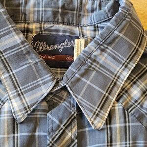 Wrangler‎ Big Men Pearl Snap Plaid Shirt 20 X 35 X- Long Tail Western Cowboy...